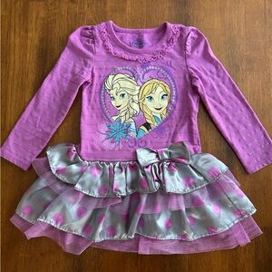 Disney Frozen Elsa & Anna Purple Ruffle Tulle Dress | Girls Size 5 | Long Sleeve
